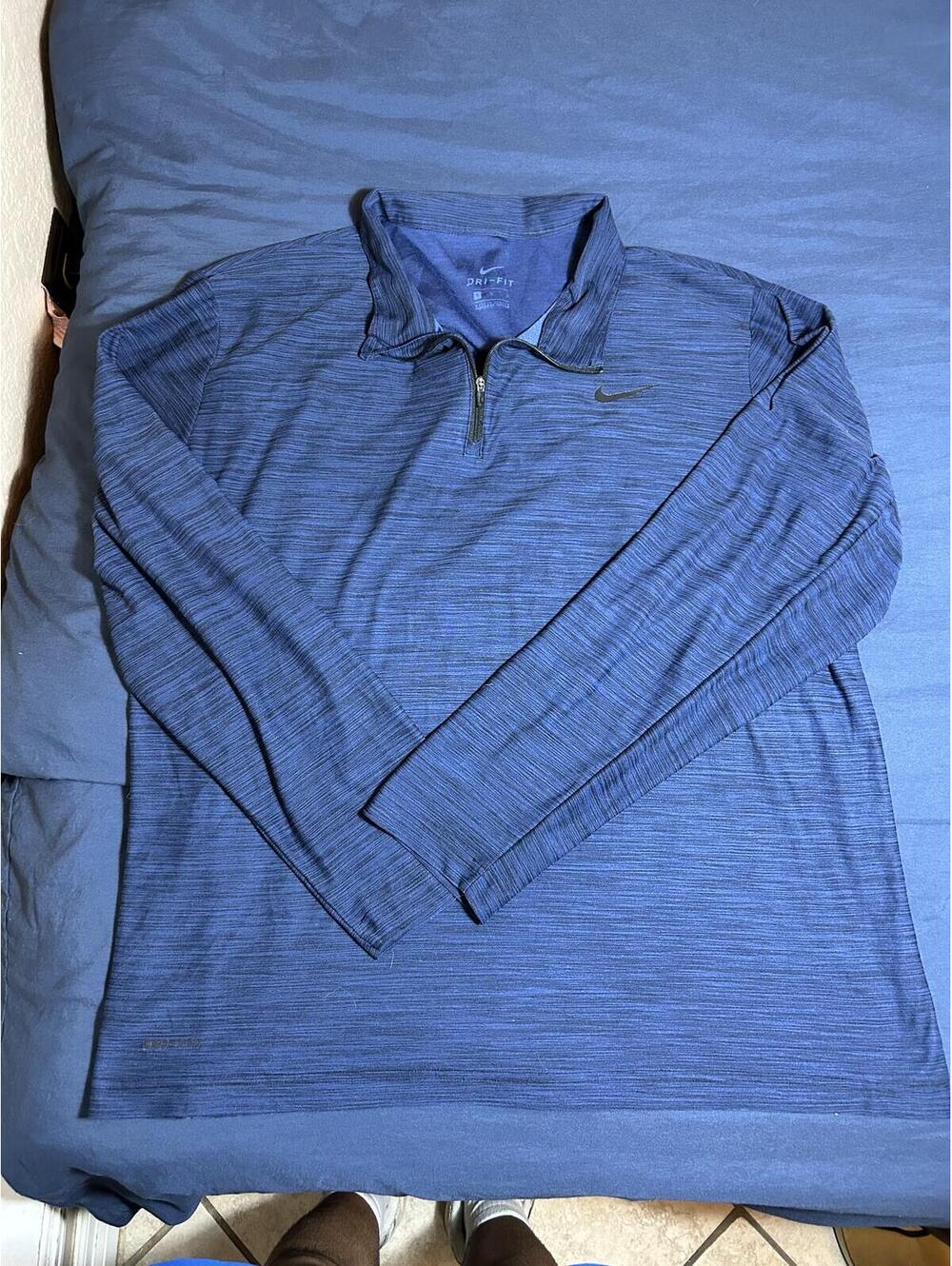 Nike Dri-FIT Blue Heather Quarter-Zip Pullover Long Sleeve Active Top L